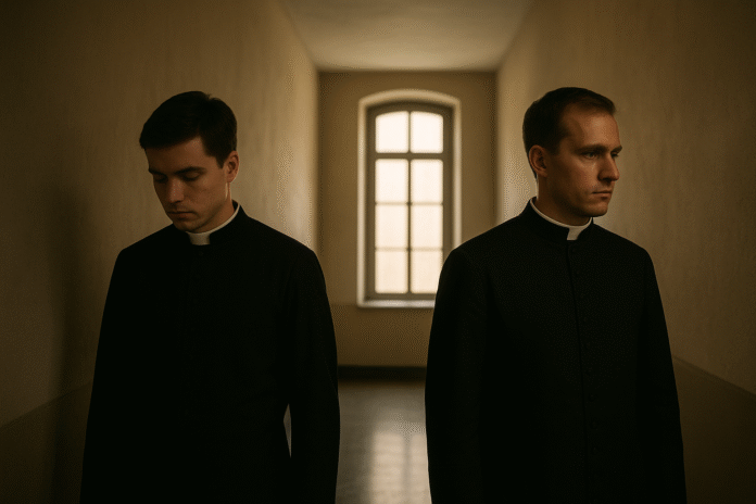 Jóvenes seminaristas en un pasillo