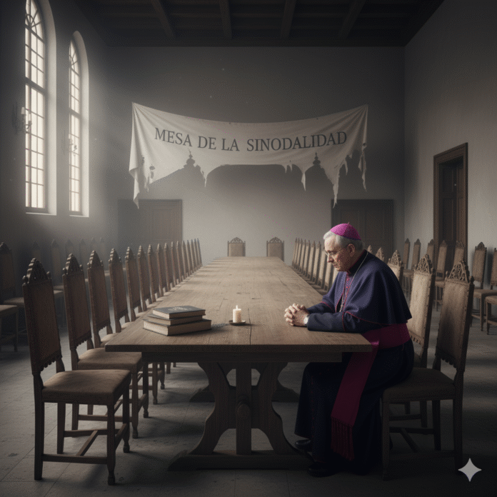 Obispo esperando a laicos