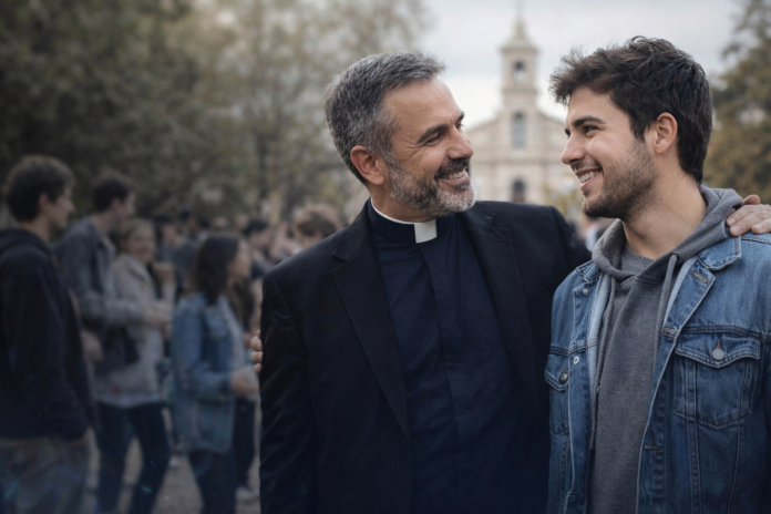 Sacerdote-y-joven-en-conversacion-alegre