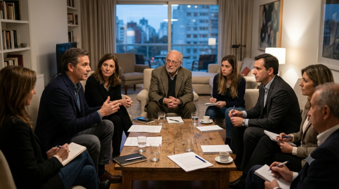 Charla de personas con un motivador